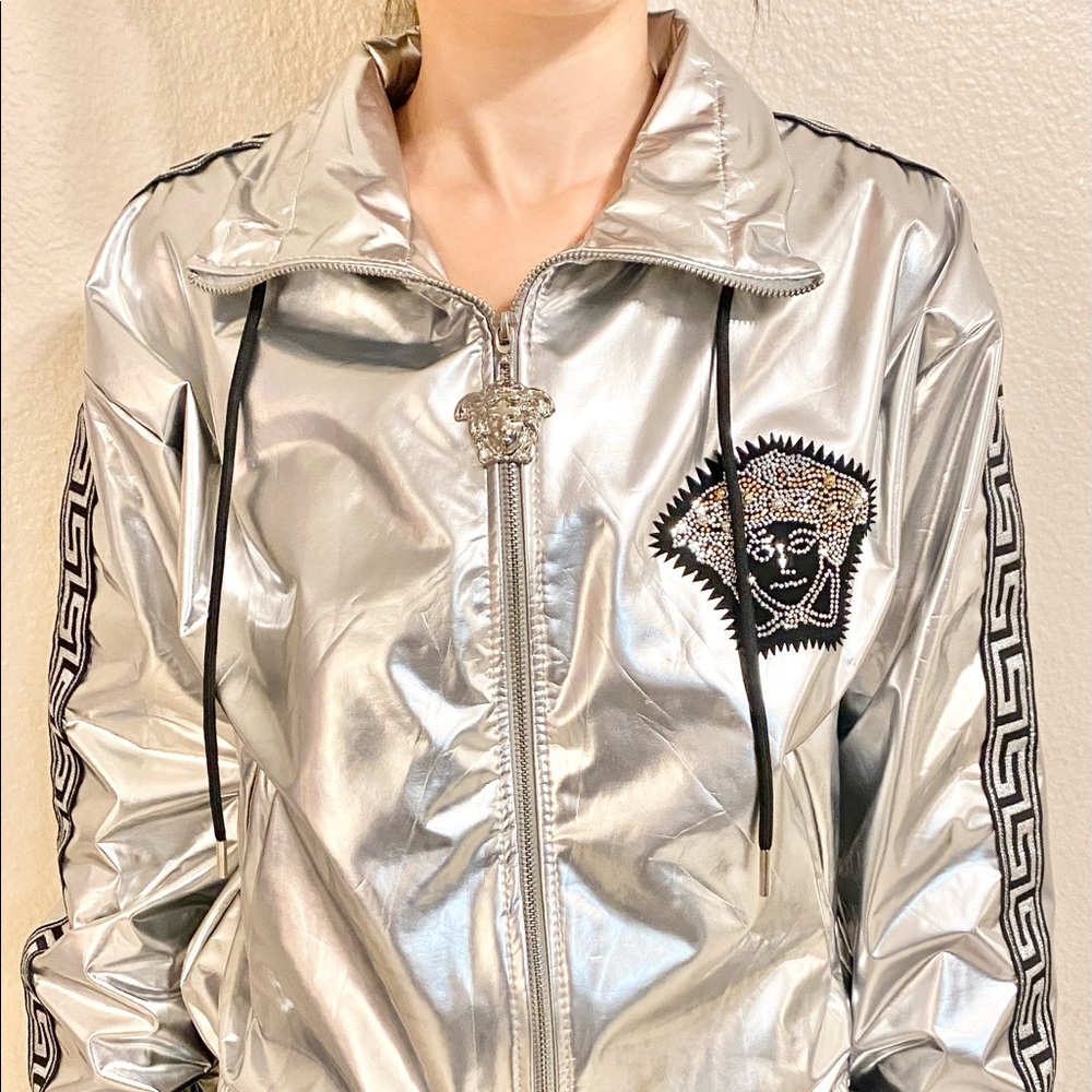 Versace Metallic Women Jacket Studded